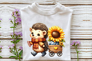 Cute Hedgehog & Sunflower Clipart, an Illustration by Rose Art (Thumbnail 7 of 7)