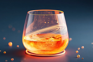 Creative drink presentation with cosmic elements in an artistic glass, a Food & Drink Photo by AlyaAnd