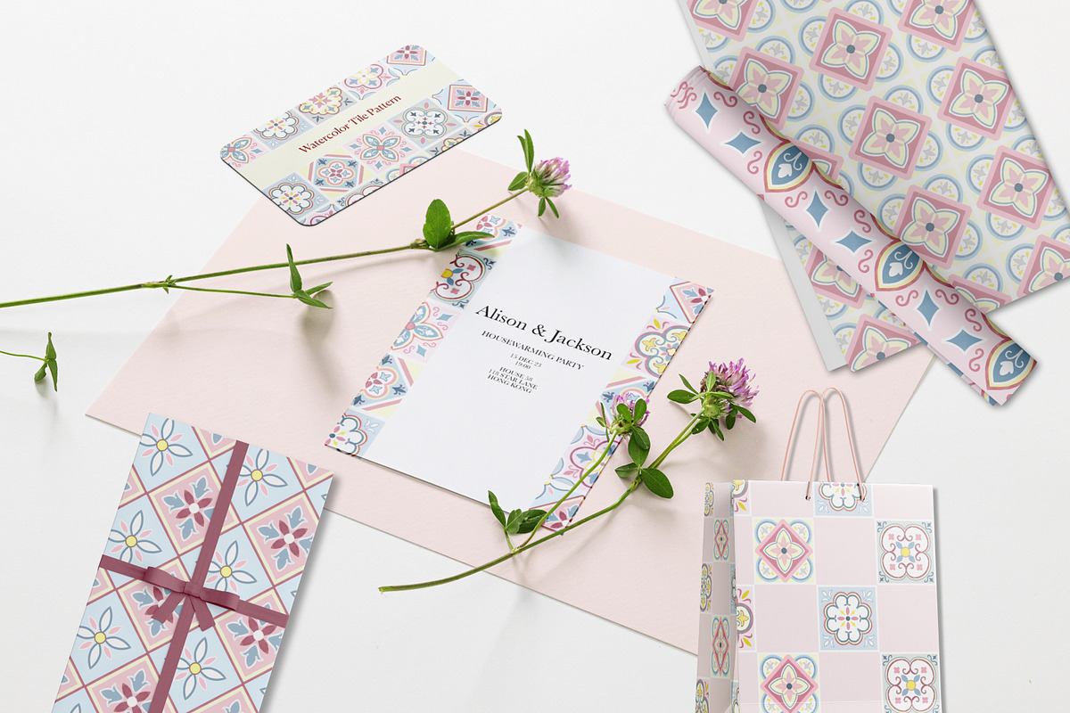 Watercolor Pastel Tile Pattern, a Pattern Graphic by Rachel Art Studio (Photo 10 of 10)