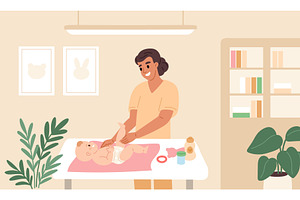 Child massage therapist at work, an Object Illustration by YummyBuum