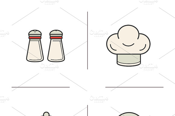 Restaurant Kitchen Icons. Vector