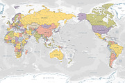 Vector World Map - Pacific View, a Graphic by PorcuPen Works (Thumbnail 2 of 6)