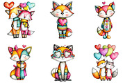 Valentine's Whimsical Foxs Clipart, a Graphic by CitraGraphics (Thumbnail 3 of 4)
