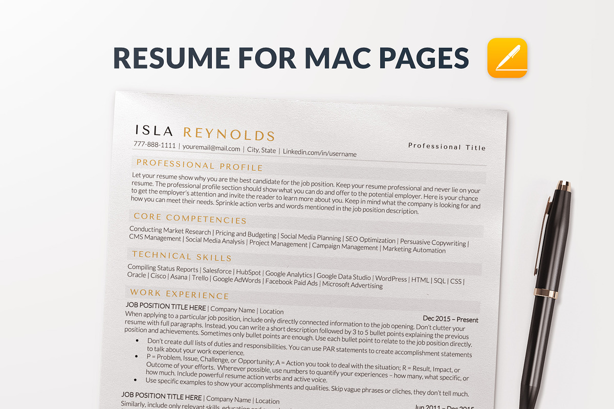 Professional Resume for Mac Pages, a Resume Template by BestResumes.Co (Photo 1 of 10)