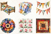 Watercolor Cottage Quilts Fussy Clip, an Illustration by Libby Wishes (Thumbnail 3 of 6)