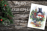 SALE Watercolor snowman Christmas, a Decorative Illustration by MaryAmi (Thumbnail 2 of 2)