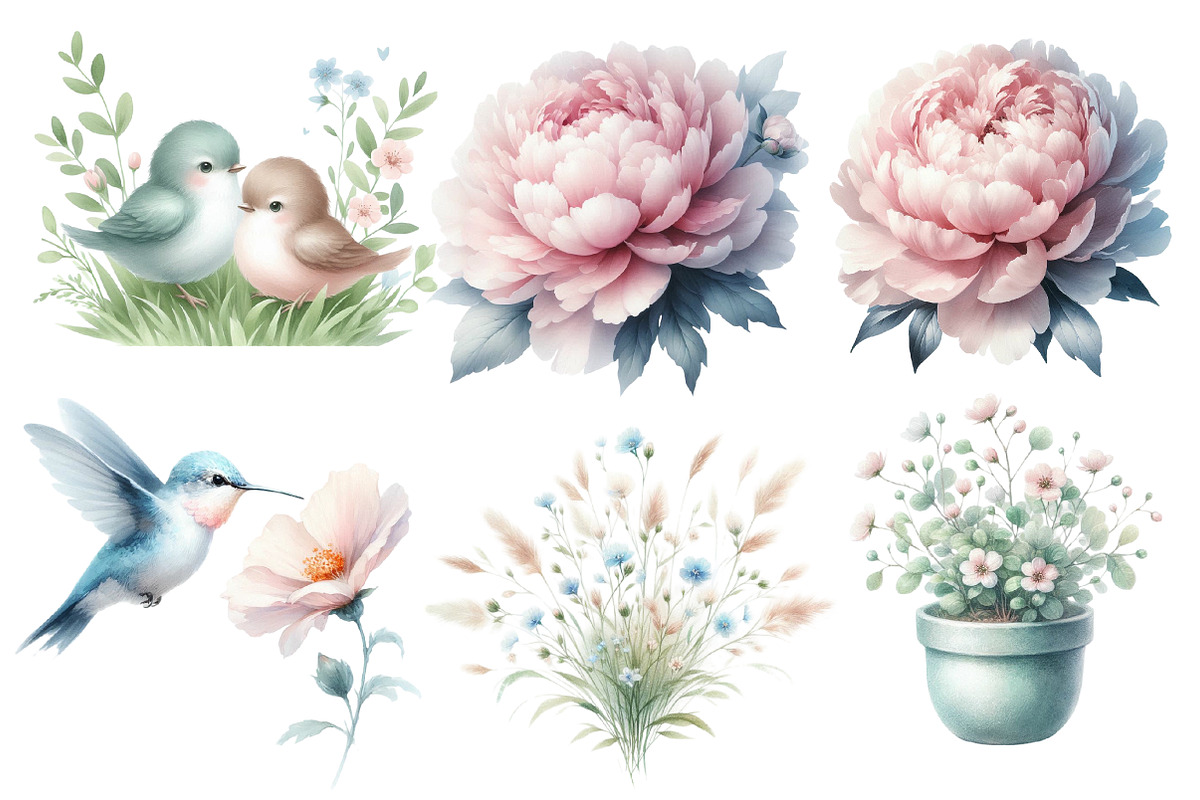 Whimsical Spring Watercolor Cliparts, an Illustration by Designworld (Photo 4 of 5)