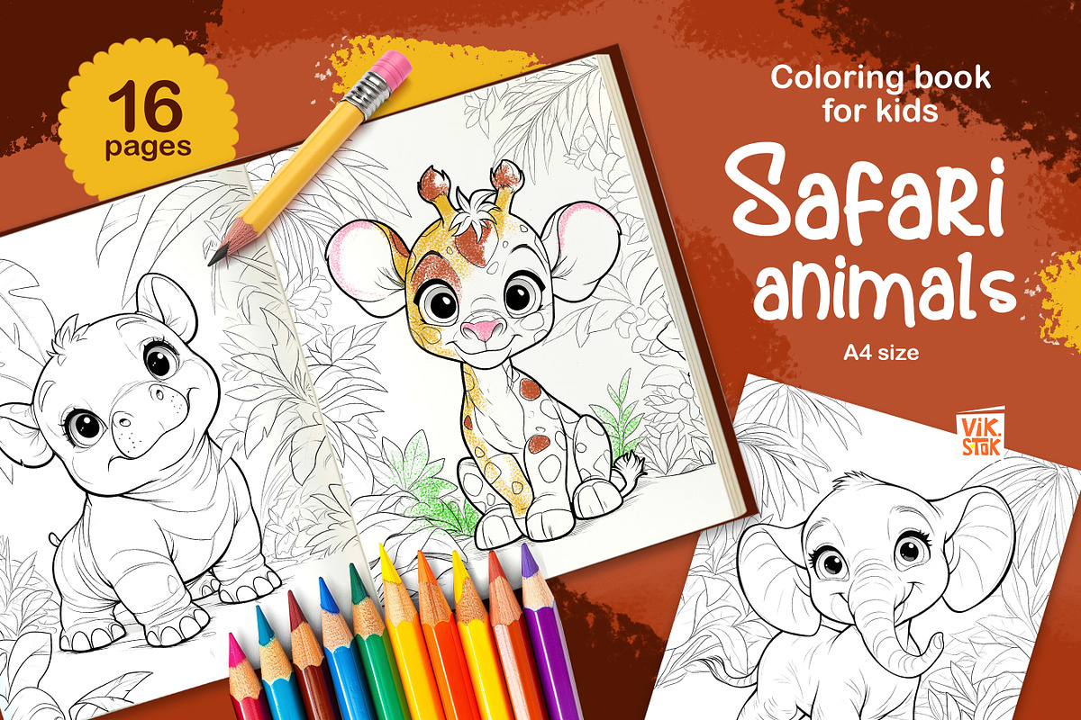 Animal Coloring Pages for Kids, an Animal Illustration by vik.stock (Photo 9 of 17)