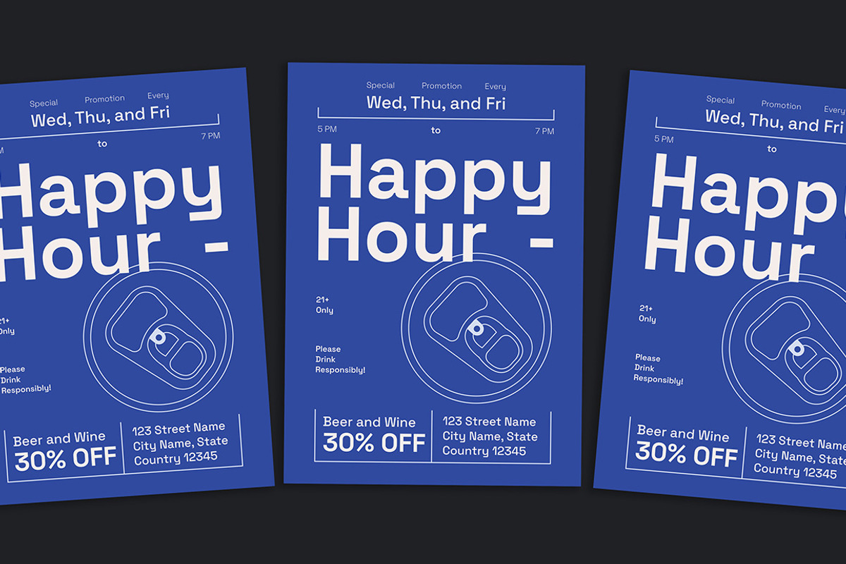 Happy Hour Promotion Flyer, a Flyer Template by Gumico Studio. (Photo 1 of 3)