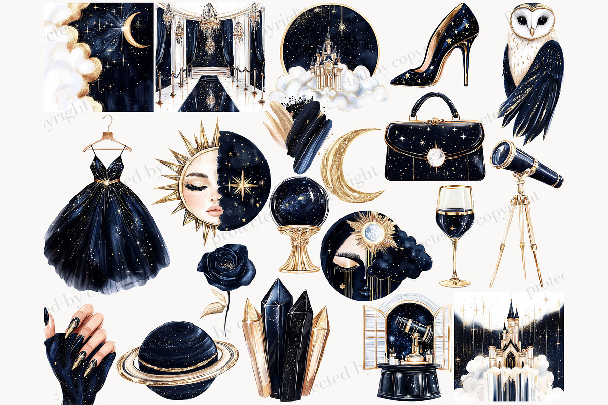 Mystical Celestial Clipart, a Person Illustration by GlamArtZhanna (Photo 3 of 8)
