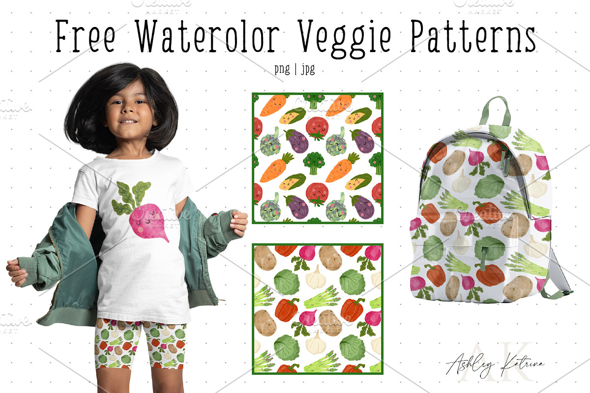 Watercolor Veggies with & w/o Faces, an Illustration by Ashley Katrina (Photo 9 of 10)