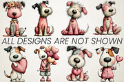 Whimsical Valentine Dog Clipart Set, an Animal Illustration by RobertsArt (Thumbnail 3 of 6)