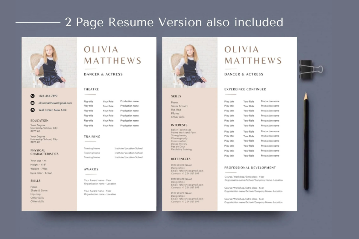 Child Actor Bundle Resume template, a Resume Template by Climbwithelevator (Photo 3 of 10)