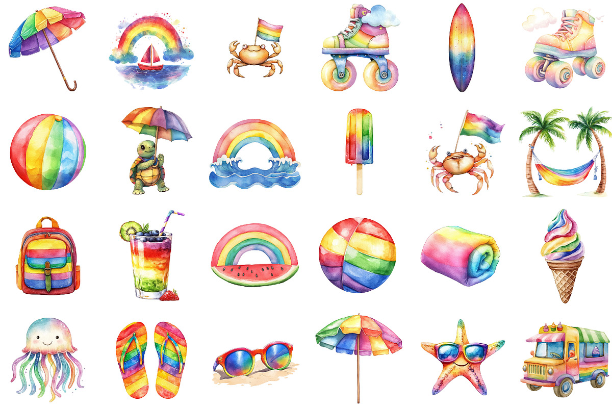 Summer & Rainbows Clipart, an Illustration by Sublimation Artist (Photo 2 of 6)