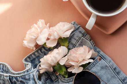 Coffee & Jeans Stock Image, a Beauty & Fashion Photo by Her Creative Studio