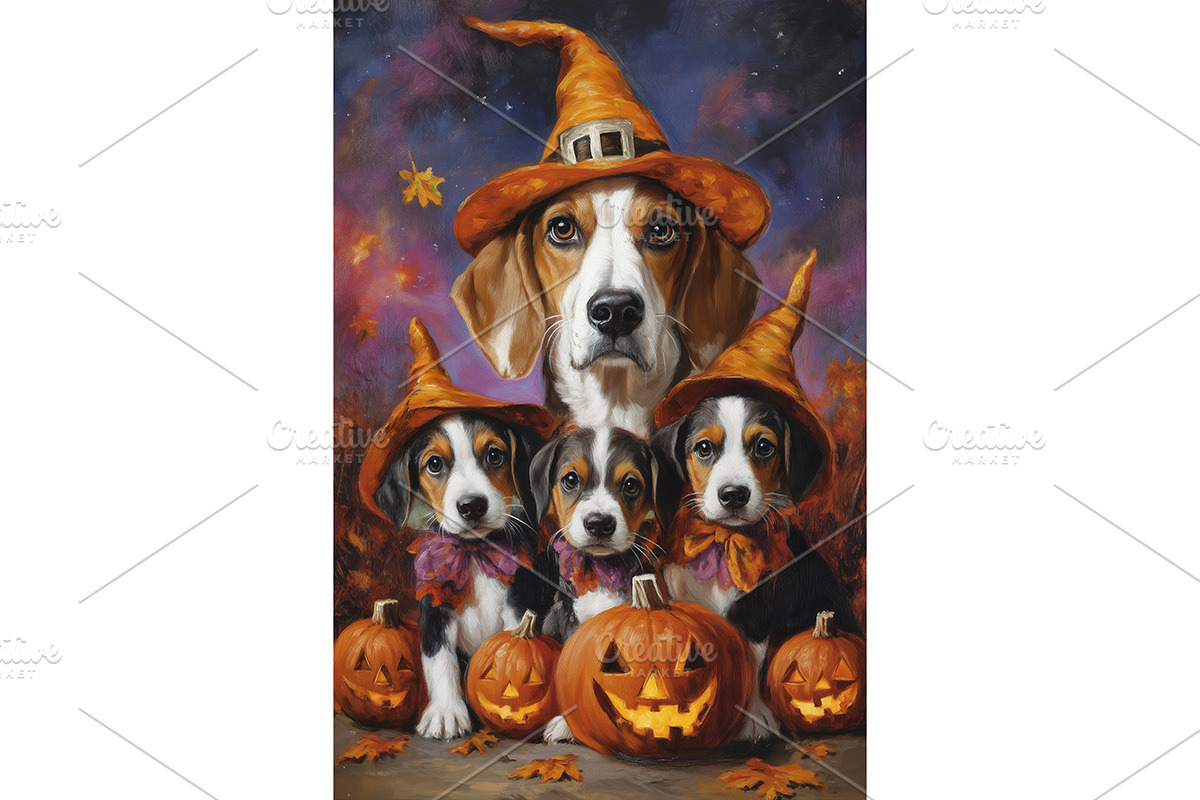 Halloween Foxhound Dog Wall Decor, an Animal Illustration by Art Paradise Studios