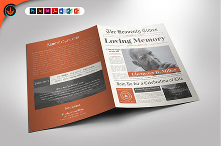 Funeral Program 12 Newspaper Theme, a Brochure Template by SeraphimChris