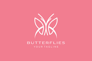 Vector Butterfly Outline Modern Logo