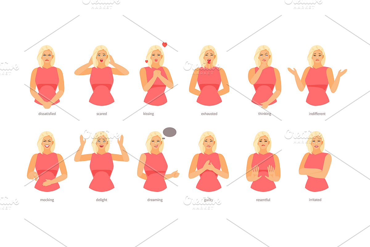 Emotions and feelings vector, a Person Illustration by artbesouro