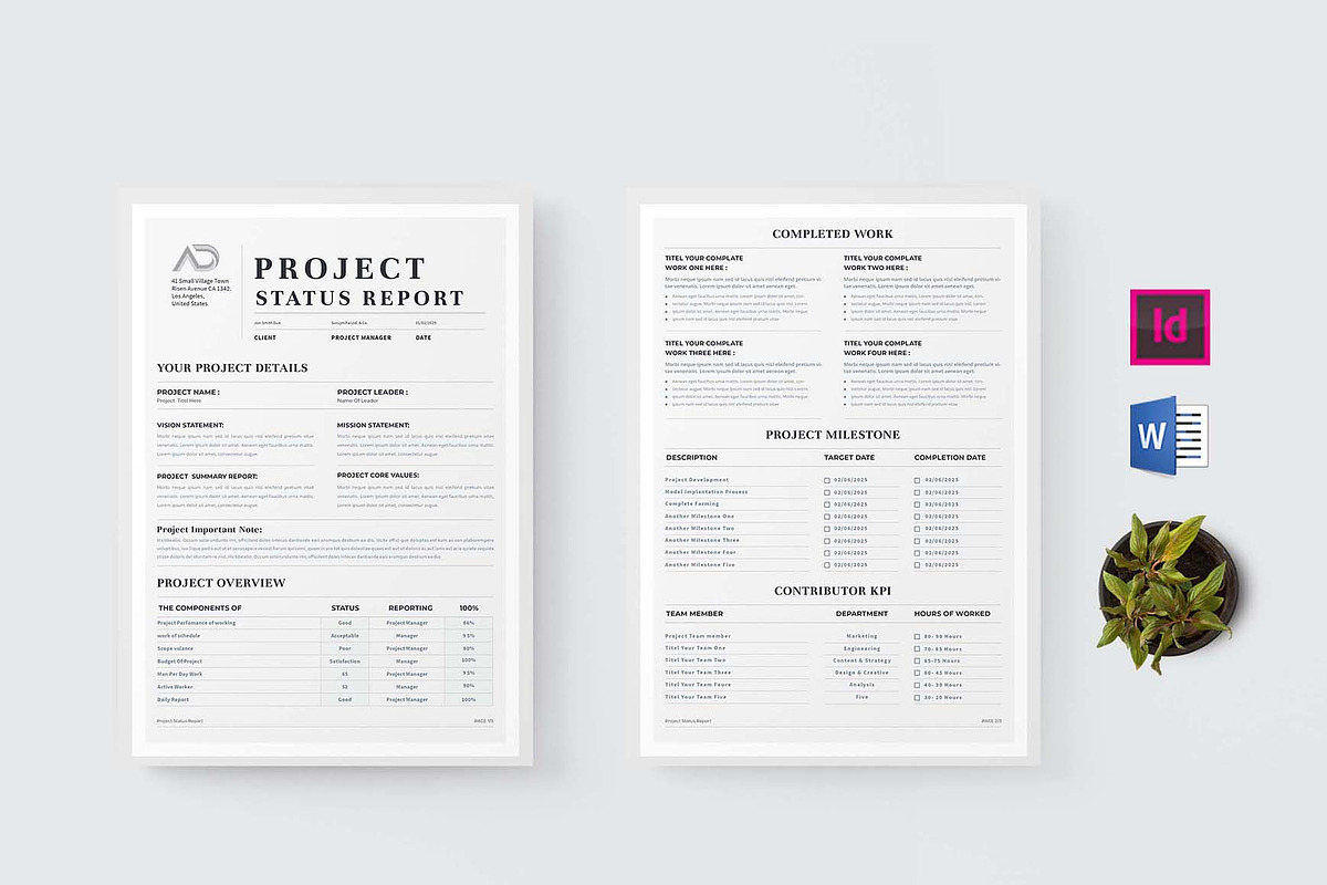 Project Status Report | Word & Indd, a Stationery Template by design_hut (Photo 1 of 6)