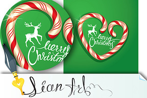 Christmas Frame in candy canes heart, a Card Template by Lian-art