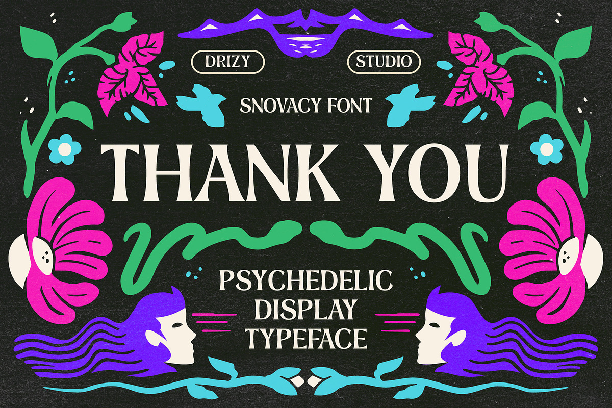 Snovacy - Psychedelic Display Font, a Sans Serif Font by Drizy (Photo 10 of 10)