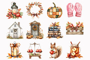 Watercolor Apple Harvest Clipart, a Seasonal Illustration by Design Market (Thumbnail 5 of 5)