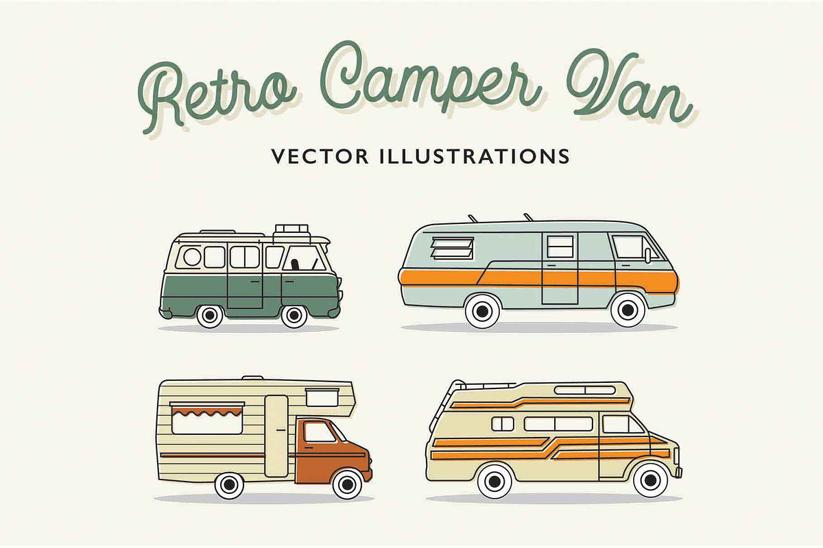 Retro Camper Vans, an Illustration by the cabin supply co (Photo 1 of 4)