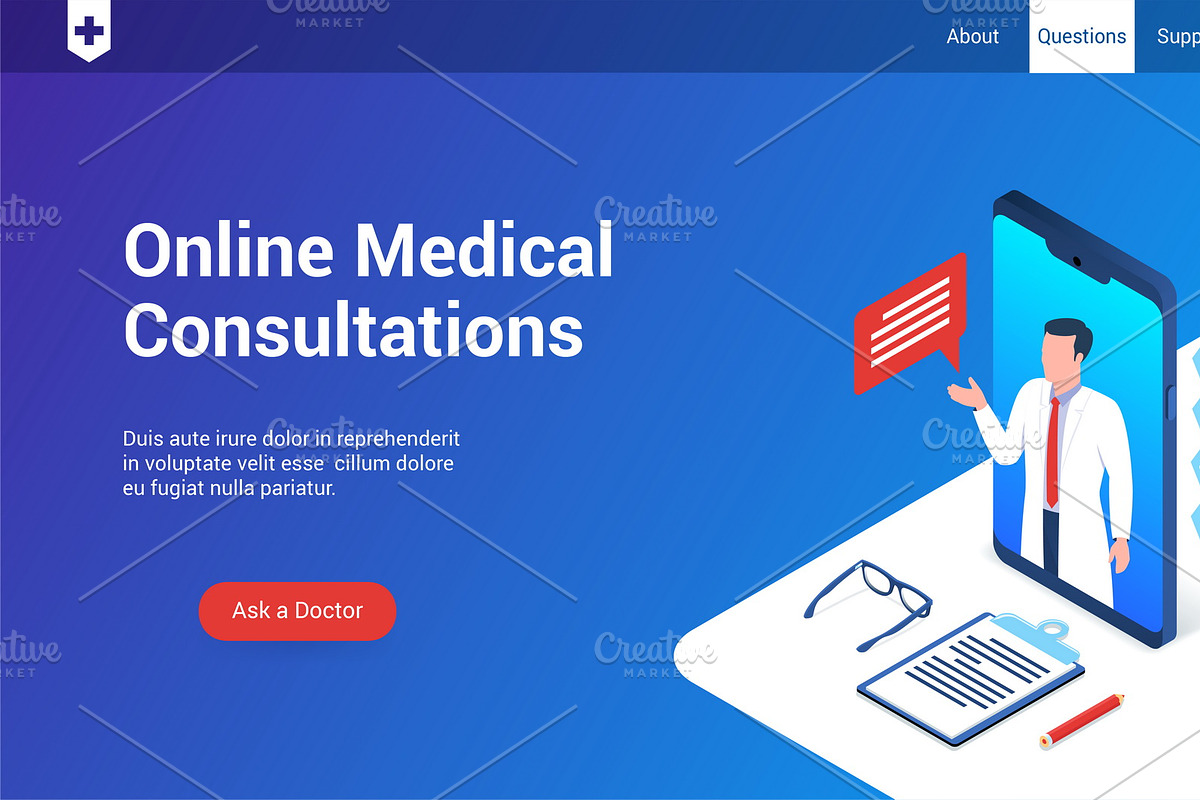 Isometric landing page template, an iPhone Mockup by Genestro Shop (Photo 3 of 5)