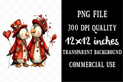 Whimsical Valentine Penguin Clipart, an Illustration by Designking (Thumbnail 4 of 5)