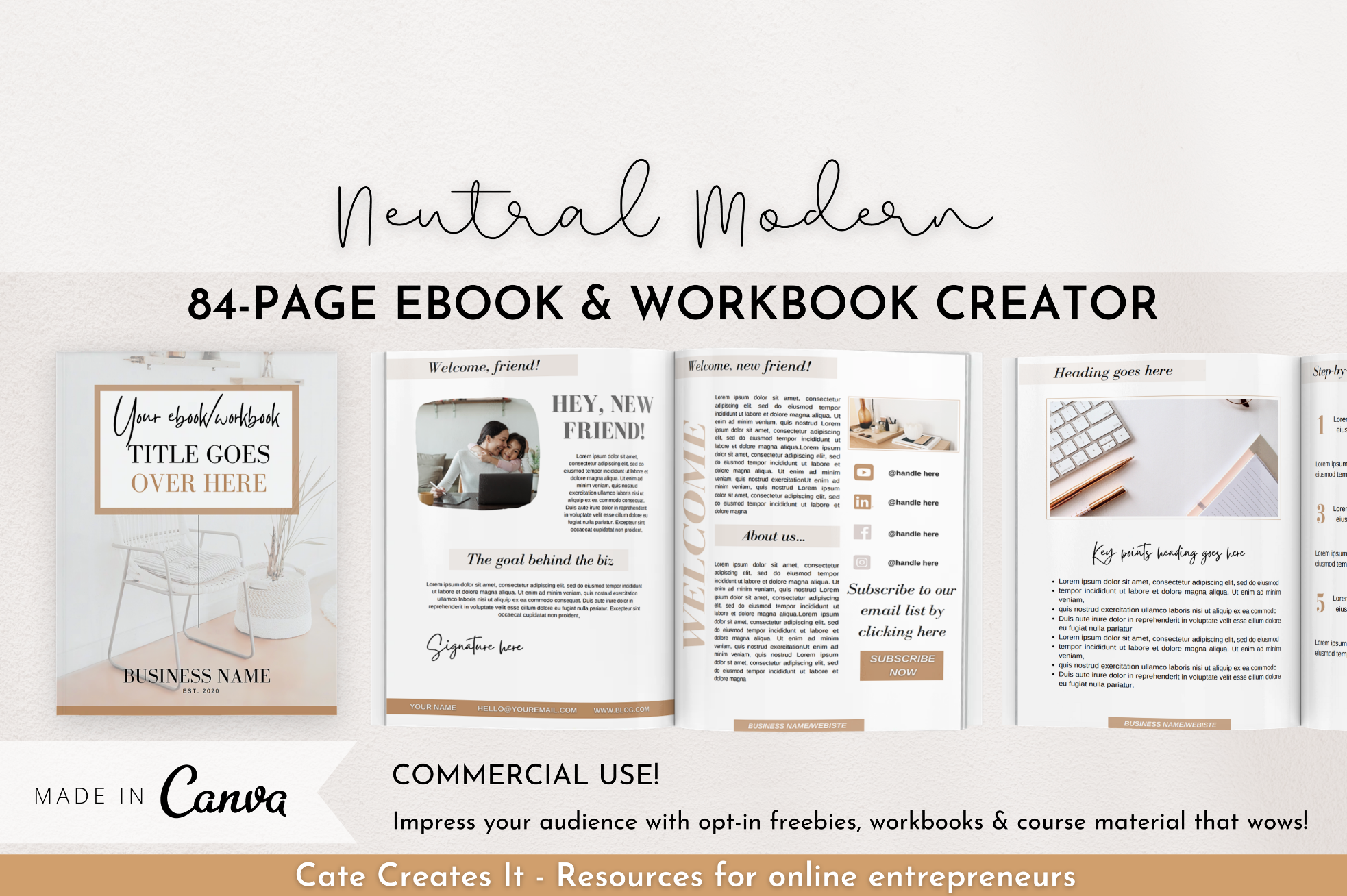 Canva workbook templates courses, a Templates & Theme by Cate Creates
