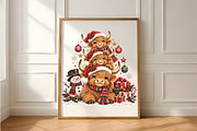 Christmas Highland Cow Family PNG, a Seasonal Illustration by Daily.Designs (Thumbnail 5 of 5)