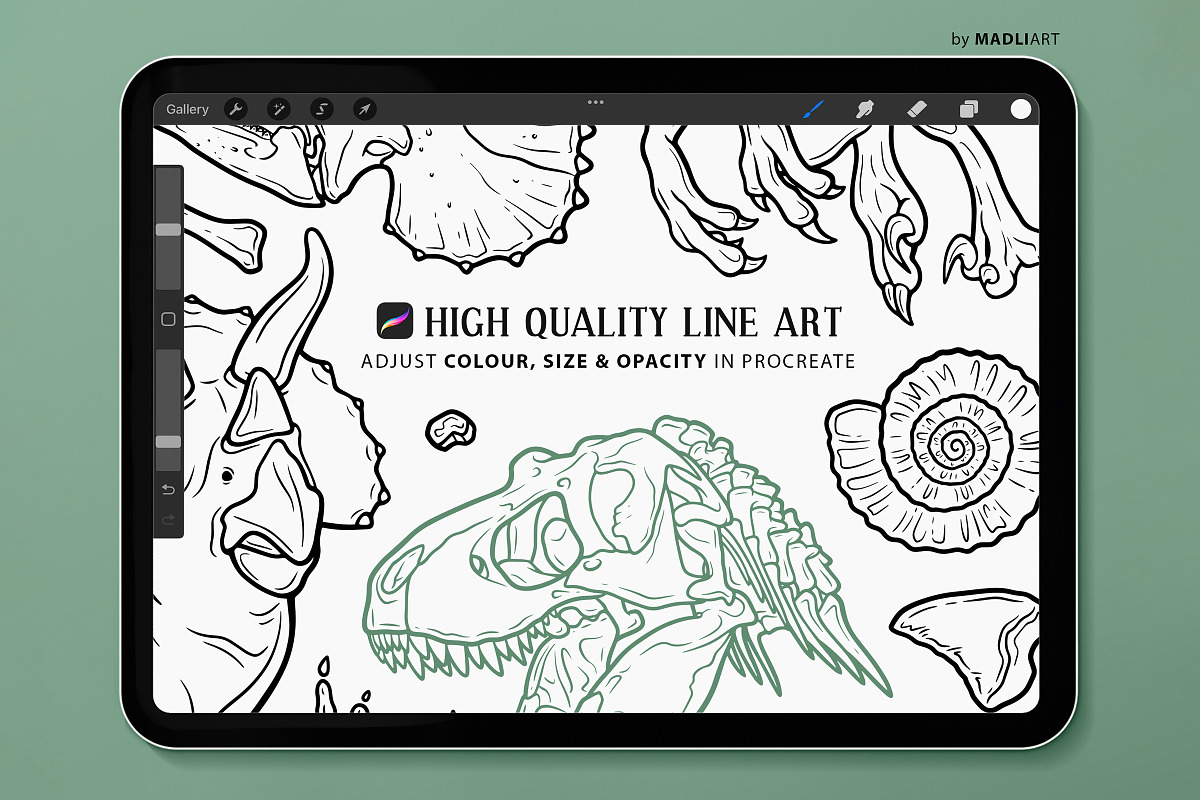 33 Dinosaur World Procreate Stamps, a Shape Add-On by MadliArt (Photo 3 of 4)