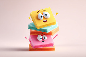 Confused stack of sticky notes showing various emotions in playful arrangement, an Abstract Photo by AlyaAnd