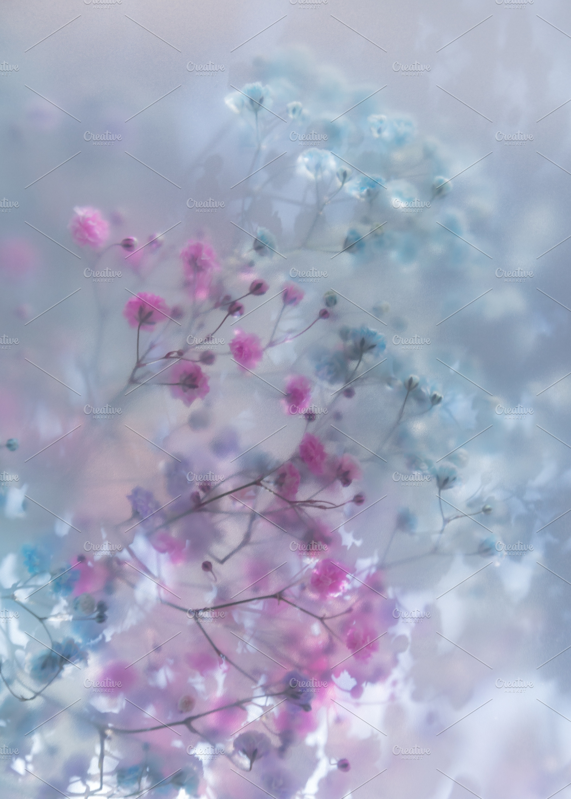 Soft pastel flowers in dreamy blur w, an Abstract Photo by Edalin's Store