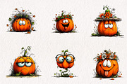 Funny Pumpkin Clipart PNG, a Seasonal Illustration by CreationArt (Thumbnail 3 of 7)