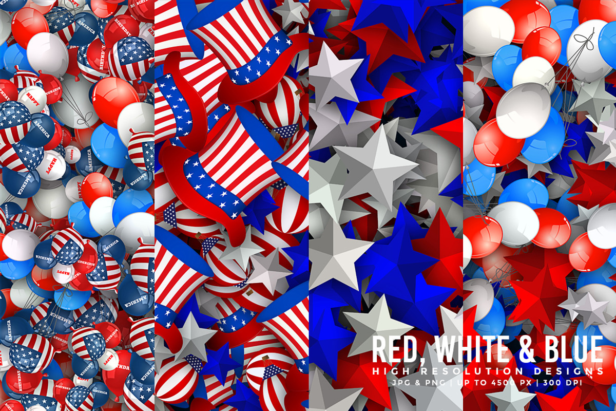 Red, White and Blue, a Pattern Graphic by Digital Art Creations (Photo 1 of 6)