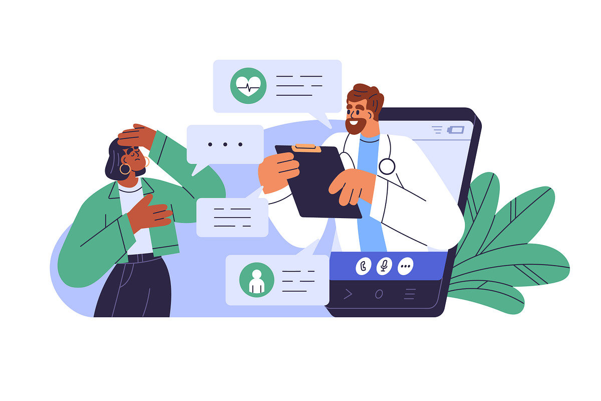 Doctors during online calls set, a Healthcare Illustration by Good Studio (Photo 5 of 5)