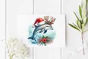 Watercolor Dolphin Christmas Clipart, a Graphic by CitraGraphics (Thumbnail 5 of 6)