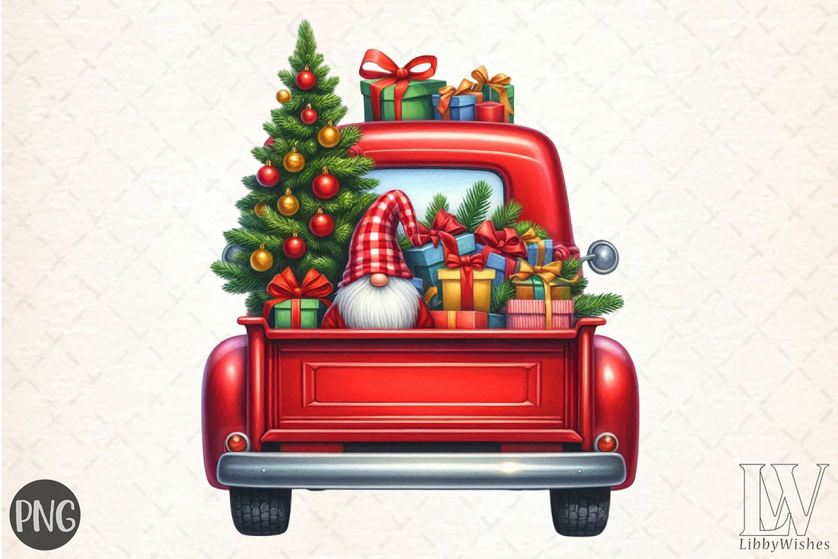 Merry Christmas Truck PNG, an Illustration by Libby Wishes (Photo 1 of 6)