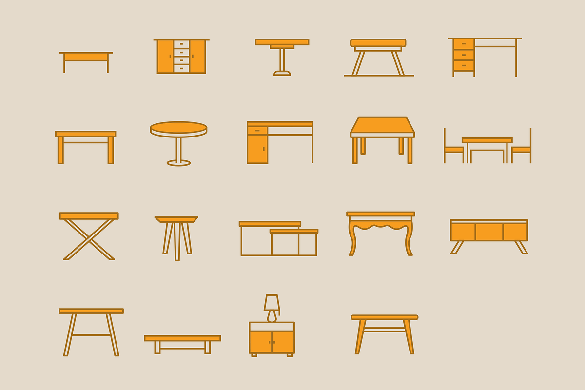 20 Table Icons, a Solid Icon by Creative VIP (Photo 2 of 5)