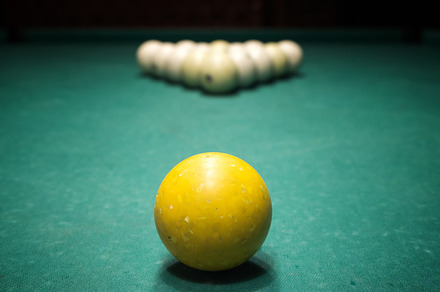Billiard game - Russian Pyramid. Shallow depth of field.