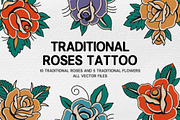 TRADITIONAL ROSES TATTOO, an Object Graphic by Born to Love (Thumbnail 1 of 2)