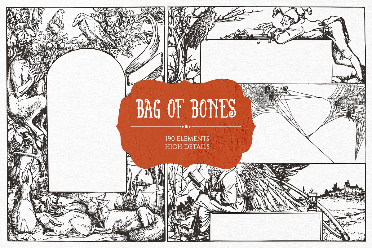 Bag of Bones | Vintage Clipart, a Seasonal Illustration by GVGraphics (Photo 3 of 13)