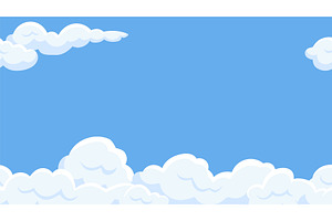 Clouds in blue sky seamless banner, an Illustration by Valerie Bodnar