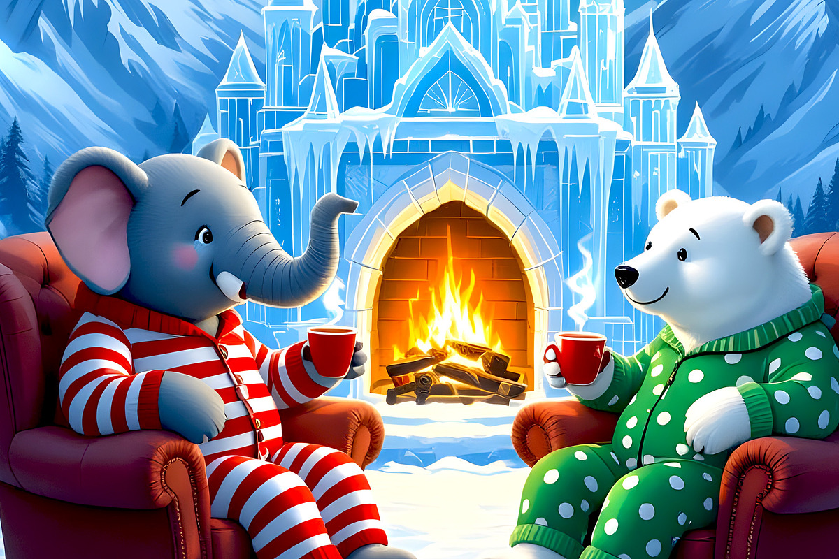 Best Friends Elephant and a Polar Be, an Animal Illustration by Sharon Schwalbe (Photo 2 of 2)
