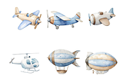 Air Transport Watercolor Clipart PNG, a Decorative Illustration by Coral Beauty (Thumbnail 10 of 12)