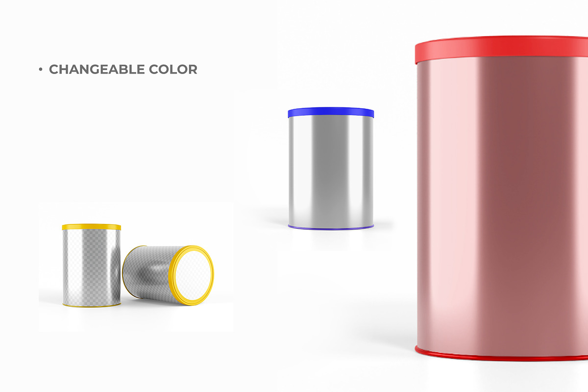 Food & Milk Powder Tin Can Mockup, a Packaging Mockup by Adstart (Photo 3 of 8)