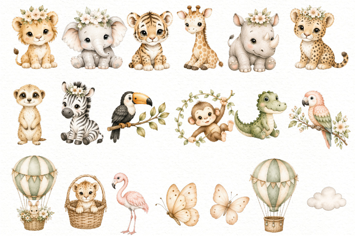 Safari Animals Clipart, an Animal Illustration by Villa 11 Estudio (Photo 2 of 7)