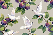 Seamless Pattern Figs and Doves, a Wallpaper Graphic by PLUM&FIGS (Thumbnail 4 of 5)